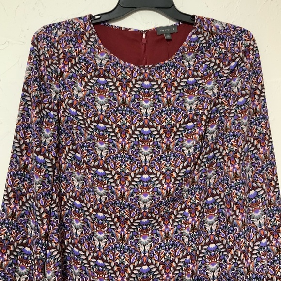 The Limited Paisley Long Sleeve A-Line Flare Purple Boho Drop Waist Dress Sz 12 - Picture 4 of 10